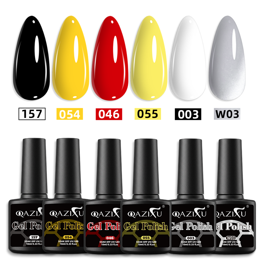 Nail Art Yellow - QAZIXU 1/6 szt. Zestaw żelowych lakierów