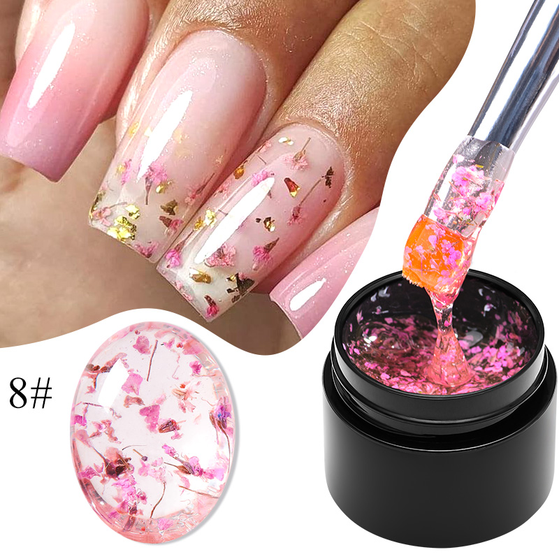 Nail Art Yellow - MEET ACROSS 5ml Pink Dried Flower