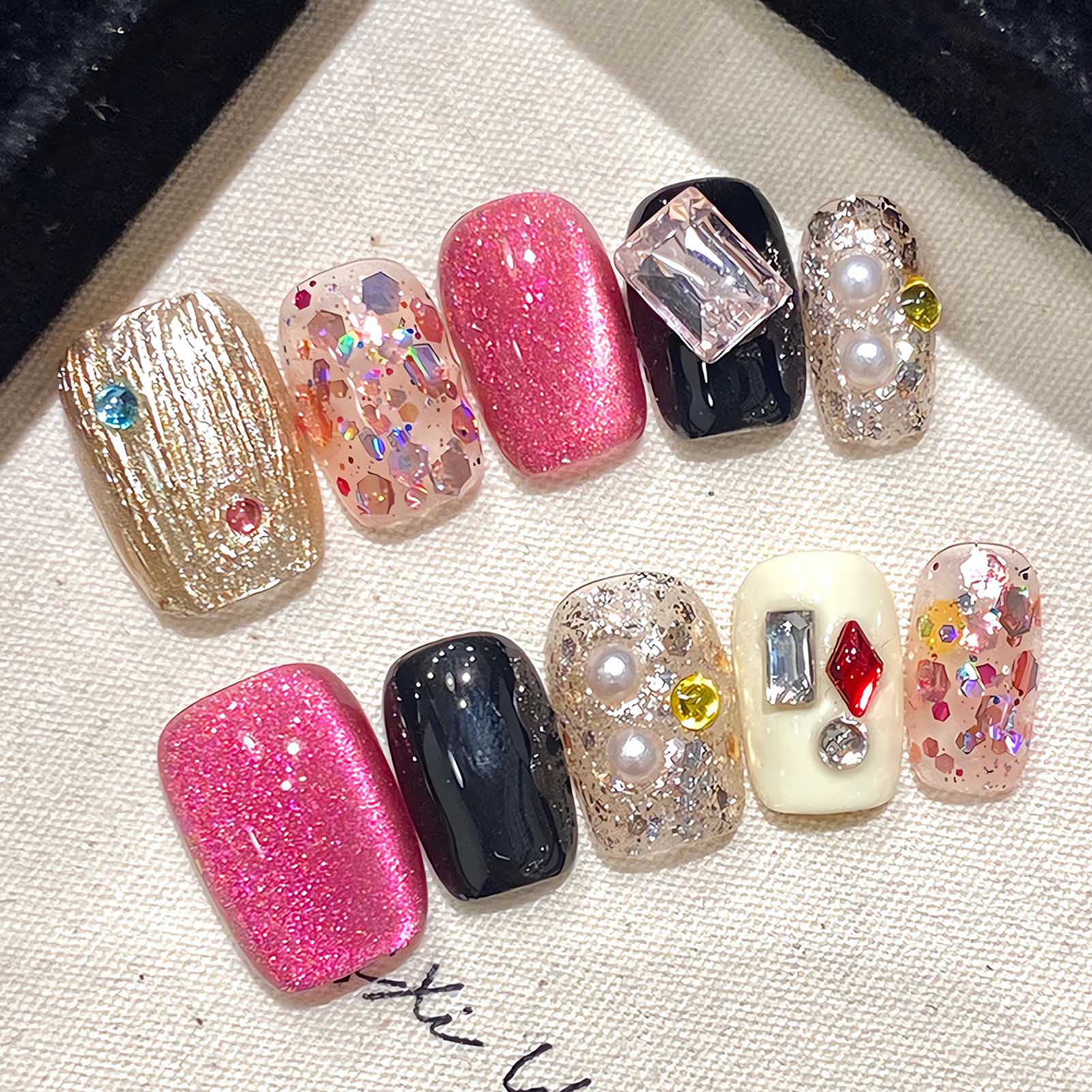 Nail Art Gliter - Ręcznie robiona prasa na paznokcie Brokatowe