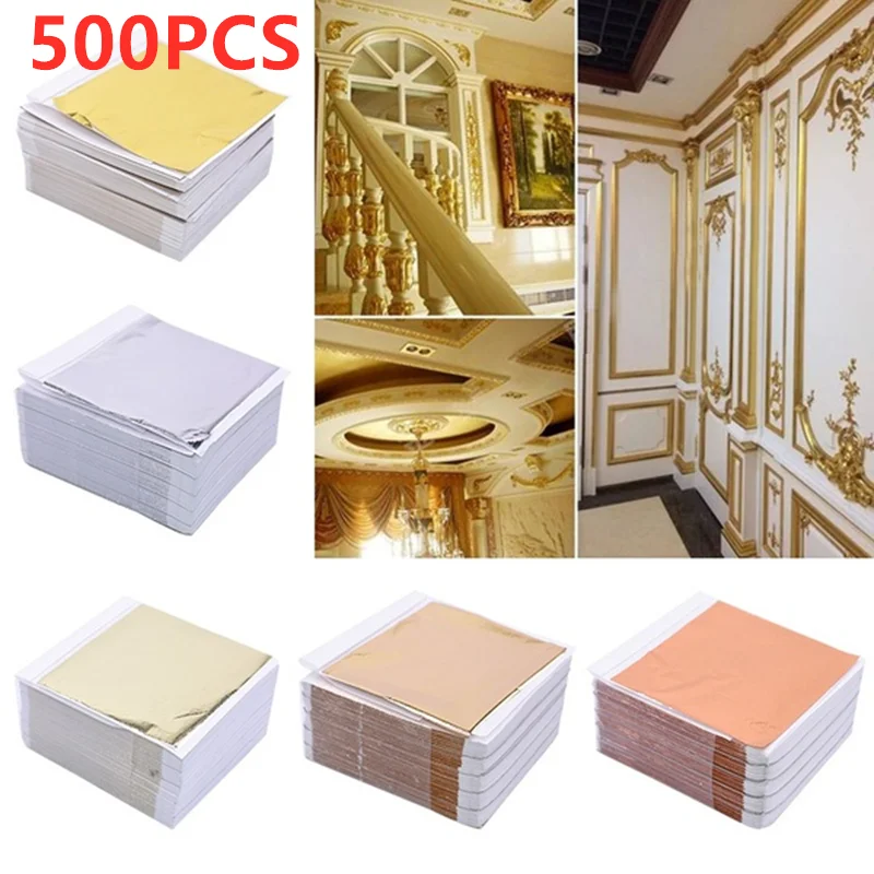Nail Art Gold - 500 Arkuszy Imitacji Złota Srebrnego Papieru