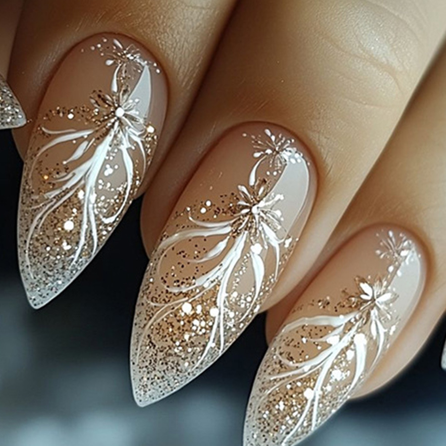 Nail Art Gliter - 24szt/zestaw Krótkie Średnie sztuczne paznokcie dla