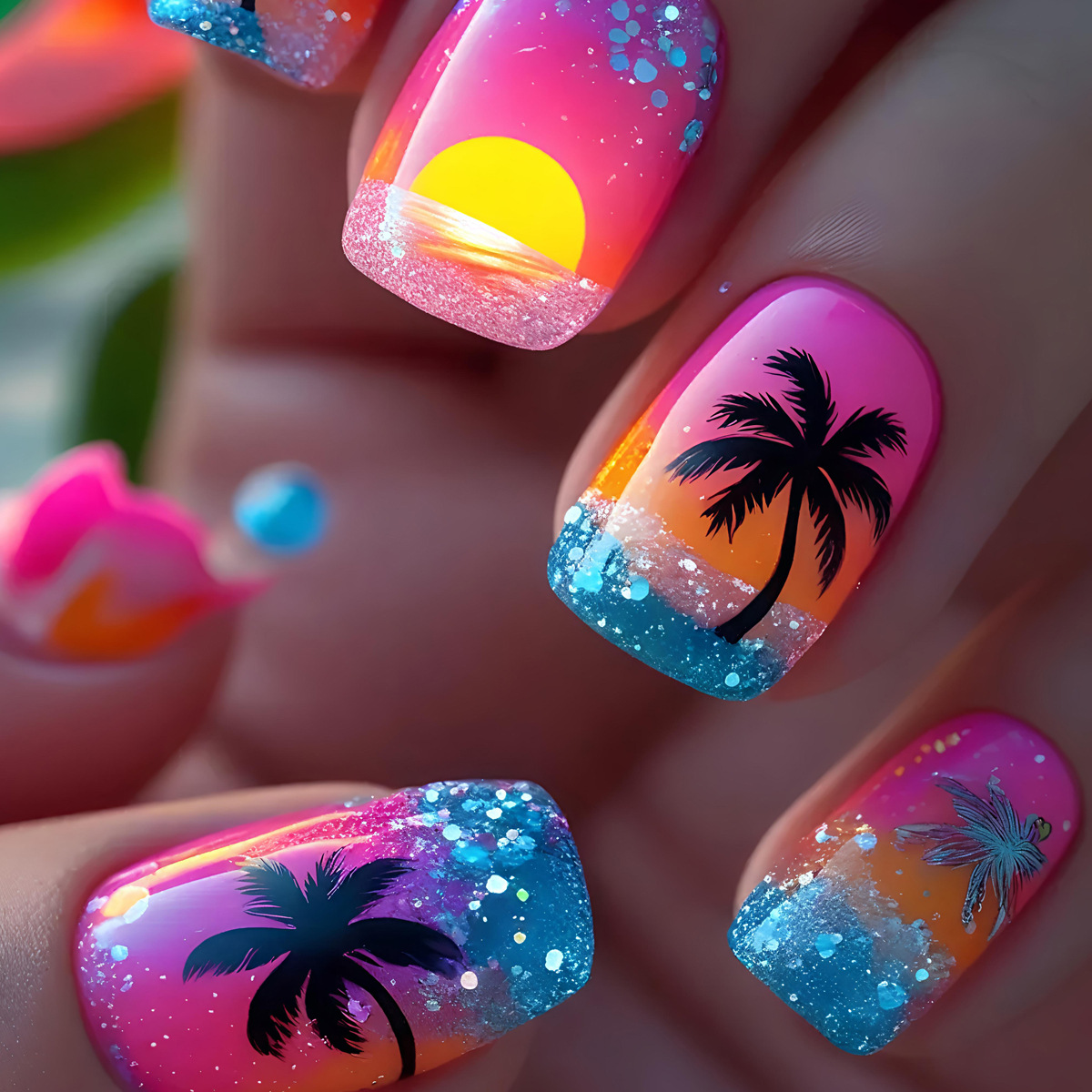Nail Art Yellow - 24 szt./zestaw Krótkie Średnie Długie Sztuczne