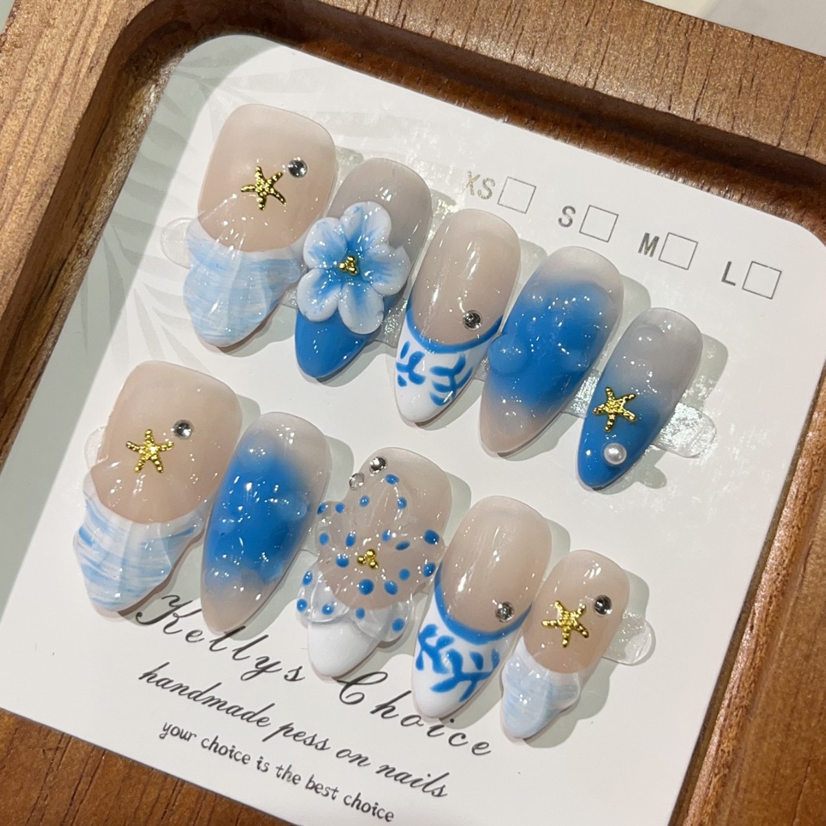 Nail Art Gold - 10 szt. Letnie, wyspowe sztuczne paznokcie
