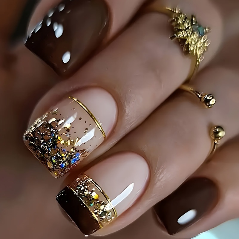 Krótkie kwadratowe sztuczne pa – Nail Art Gliter recenzja i cena