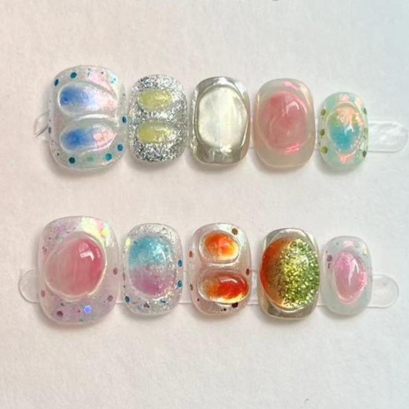 10Pcs Śliczne krótkie okrągłe  – Nail Art Gliter recenzja i cena